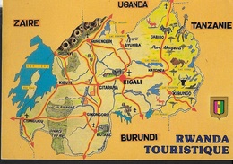 RWANDA - CARTINA DEL PAESE -VIAGGIATA 1992 FRANCOBOLLO ASPORTATO - Rwanda