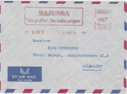 MADAGASCAR 1953 LETTRE DE MAJUNGA  EMA  THEME GROTTES  PLAGES - Lettres & Documents