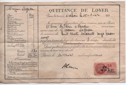 Quittance De Loyer /Reçu/Timbre Fiscal 1,20 Franc/ PANTIN/ 1941                          QUIT1 - Unclassified