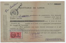 Quittance De Loyer /Reçu/Timbre Fiscal 2 Francs / Boulogne-Billancourt/ 1943                        QUIT9 - Non Classés