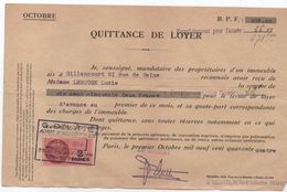Quittance De Loyer /Reçu/Timbre Fiscal 2 Francs / Boulogne-Billancourt/ 1944                        QUIT13 - Unclassified