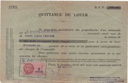Quittance De Loyer /Reçu/Timbre Fiscal 2 Francs / Boulogne-Billancourt/ 1944                        QUIT15 - Unclassified
