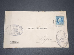 ARGENTINE - Enveloppe De  Río De La Plata Pour La France En 1916 , Contrôle Postal , Timbre USA Rajouté - L 15350 - Storia Postale