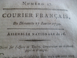 Courrier Français N°17  Assemblée Nationale 17/01/1790 Affaire De Toulon Comparution Juges De Bretagne - Decrees & Laws