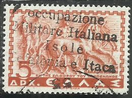 ITACA 1941 MITOLOGICA SOPRASTAMPATO DI GRECIA MYTHOLOGICAL GREECE OVERPRINTED D 5 DRX USATO USED OBLITERE' - Cefalonia & Itaca