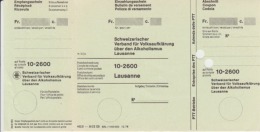 Switzerland - Lausanne - Schweizerischer Verband Fur Volksaufklarung Uber Den Alkoholismus - Receipt, Order - Switzerland