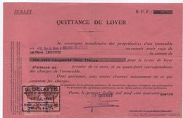 Quittance De Loyer /Reçu/Timbre Fiscal 1 Franc Et 1 Franc / Boulogne-Billancourt/ 1944                        QUIT16 - Unclassified