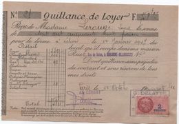 Quittance De Loyer /Reçu/Timbre Fiscal 2 Francs/ Boulogne-Billancourt/ 1945                        QUIT21 - Unclassified