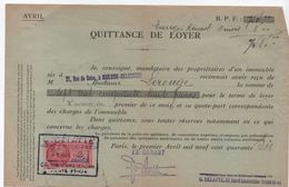 Quittance De Loyer /Reçu/Timbre Fiscal 2 Francs/ Boulogne-Billancourt/ 1946                       QUIT22 - Non Classés