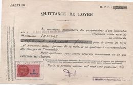 Quittance De Loyer /Reçu/Timbre Fiscal 2 Francs/ Boulogne-Billancourt/ 1946                       QUIT23 - Unclassified