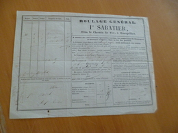 Roulage Lettre De Voiture Transports Sabatier Montpellier  12/05/1856 - Verkehr & Transport