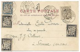 Carte Postale Taxée De NEVERS GARE (La Rotonde) Pour SEMUR Côte D'or - 1859-1959 Lettres & Documents