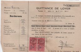 Quittance De Loyer /Reçu/Timbre Fiscal 8 Francs , Et 3 Francs / Boulogne-Billancourt/ 1950       QUIT30 - Unclassified