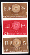 FRANCE - N°1266** - EUROPA 1960 - ESSAIS EN BANDE DE 3 - LUXE. - 1960