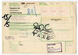 RC 8098 SUISSE 1987 BULLETIN D'EXPÉDITION DE GENEVE POUR LA FRANCE - Covers & Documents