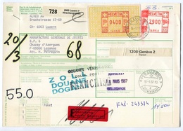 RC 8109 SUISSE 1987 BULLETIN D'EXPÉDITION DE LUZERN POUR LA FRANCE - Cartas & Documentos