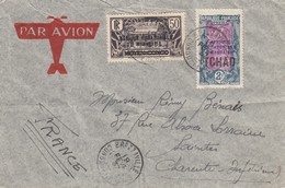 LETTRE  BRAZZAVILLE CONGO. 19 FEV 37. AVEC UN TIMBRE AEF ET 2F TCHAD   / 2 - Covers & Documents