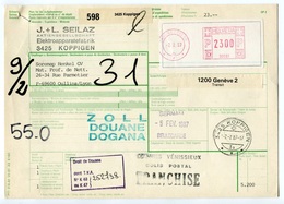 RC 8116 SUISSE 1987 BULLETIN D'EXPÉDITION DE KOPPIGEN POUR LA FRANCE - Storia Postale