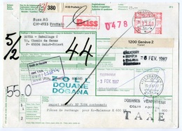 RC 8119 SUISSE 1987 BULLETIN D'EXPÉDITION DE PRATTELN POUR LA FRANCE - Cartas & Documentos