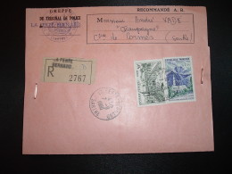 LR (PLI) TP CILAOS REUNION 1,00 + TP PALAIS DE L'ELYSEE 30F OBL.7-9 1960 LA FERTE-BERNARD SARTHE + OBL. Tiretée CORMES - Postal Rates