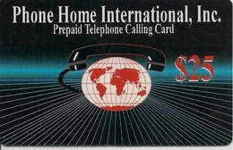 CARTE- PREPAYEE-USA-25$-PHONE HOME INTERNATIONAL-Sans Date-Plastic Epais-TBE-RARE - AT&T