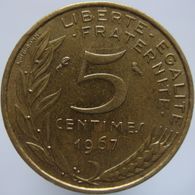 LaZooRo: France 5 Centimes 1967 XF /  UNC - 5 Centimes