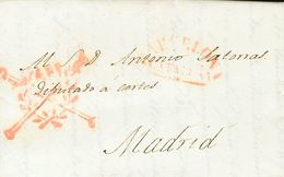 66 SOBRE. 1838. BARCELONA A MADRID. Marca BARCELONA / CATALUÑA, En Rojo (P.E.50) Edición 2004 Y Marca De Franquicia "Sen - ...-1850 Prephilately