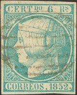 129 º 16. 1852. 6 Reales Azul. MAGNIFICO. Cert. COMEX Y AIEP. - Sonstige & Ohne Zuordnung