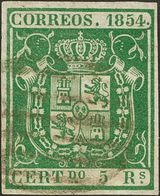 146 º 25, 26. 1854. 2 Reales Rojo Y 5 Reales Verde (defectitos Sin Importancia). MAGNIFICOS. (Edifil 2018: 297€) - Sonstige & Ohne Zuordnung