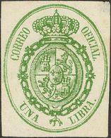 158 (*) 38P. 1855. 1 Libra Violeta Sobre Blanco Y 1 Libra Verde Sobre Blanco. ENSAYOS DE COLOR. MAGNIFICOS. (Gálvez 117, - Other & Unclassified