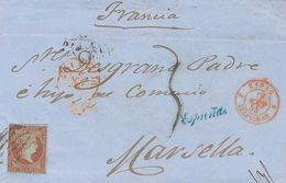 163 SOBRE 40. 1855. 4 Cuartos Rojo Carmín. VALENCIA A MARSELLA (FRANCIA). Según El Convenio Postal Con Francia, En Vigor - Other & Unclassified