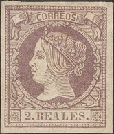 190 (*) 56. 1860. 2 Reales Lila. MAGNIFICO. Cert. GRAUS. (Edifil 2018: 510€) - Other & Unclassified