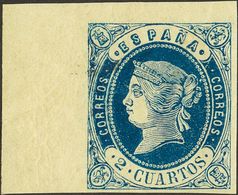 194 * 57. 1862. 2 Cuartos Azul, Esquina De Pliego. PIEZA DE LUJO. (Edifil 2018: +51€) - Other & Unclassified