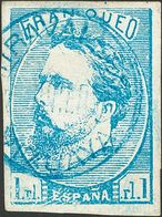 261 º 156. 1873. 1 Real Azul. Matasello MIRAVALLES / VIZCAYA, En Azul. MAGNIFICO Y EXTRAORDINARIAMENTE RARO. Cert. CEM.  - Other & Unclassified