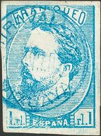 261 º 156. 1873. 1 Real Azul. Matasello MIRAVALLES / VIZCAYA, En Azul. MAGNIFICO Y EXTRAORDINARIAMENTE RARO. Cert. CEM.  - Autres & Non Classés