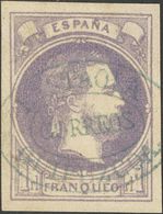 270 º 158. 1874. 1 Real Violeta. Matasello LASTAOLA / CORREOS / GUIPUZCOA, En Azul. MAGNIFICO. (Edifil 2018: 415€) - Andere & Zonder Classificatie