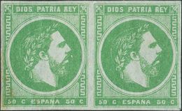 271 * 160p(2). 1875. 50 Cts Verde, Pareja. PAPEL AZULADO. MAGNIFICA. (Edifil 2014: +190€) - Other & Unclassified