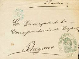 276 SOBRE. 1874. Frontal De VERGARA A BAYONA (FRANCIA), Dirigida Al "Señor Encargado De La Correspondencia De España". M - Sonstige & Ohne Zuordnung