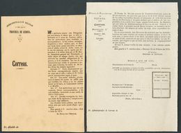 277 SOBRE. (1874ca). Conjunto De Dos Documentos, Uno De La Administración Militar De Gerona Fechado En Olot En 1874 Sobr - Autres & Non Classés