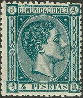 286 * 170. 1875. 4 Pts Verde. Color Muy Intenso. BONITO Y RARO. (Edifil 2018: 735€) - Other & Unclassified