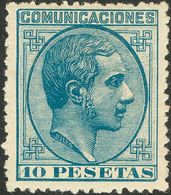 298 * 199. 1878. 10 Pts Azul. Excelente Centraje Y Buen Color. MAGNIFICO. Cert. CEM. (Edifil 2018: 575€) - Other & Unclassified