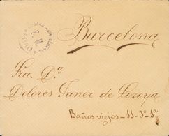 305 SOBRE. 1894. MELILLA A BARCELONA. Marca De Franquicia COMANDANCIA GENERAL / F.M. / MELILLA, En Violeta Y Al Dorso Ll - Autres & Non Classés