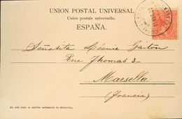 310 SOBRE España 218. 1900. 10 Cts Bermellón. Tarjeta Postal De CASABLANCA (MARRUECOS) A MARSELLA. Matasello CORREO ESPA - Autres & Non Classés