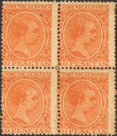 312 **/* 228(4). 1889. 10 Pts Naranja Intenso, Bloque De Cuatro (centraje De La Emisión). BONITO Y RARISIMO, NO MAS DE C - Other & Unclassified