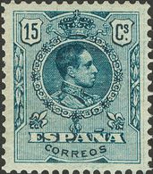 335 * 270ec. 1909. 15 Cts Azul. CAMBIO DE COLOR. MAGNIFICO Y RARO. (Edifil 2015: 583€) - Other & Unclassified