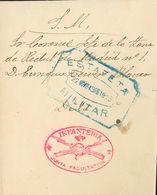 345 SOBRE. 1913. Dirigida A MADRID. Marca De Franquicia INFANTERIA / JUNTA FACULTATIVA, En Rojo Y Fechador ESTAFETA / MI - Autres & Non Classés