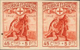 490 * 767s(2). 1938. 45 Cts + 5 Pts Rojo, Pareja (un Sello Punto De Aguja, No Valorado). SIN DENTAR. MAGNIFICA. (Edifil  - Other & Unclassified