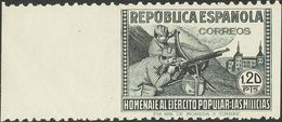 523 ** 797sv. 1938. 1'20 Pts Negro. Variedad SIN DENTADO VERTICAL. MAGNIFICO Y RARO. (Edifil 2015: 352€) - Other & Unclassified