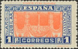 542 ** 835ei. 1937. 1 Pts Azul Y Naranja. CENTRO INVERTIDO. MAGNIFICO Y RARO. (Edifil 2015: 815€) - Other & Unclassified