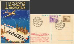 614 SOBRE. 1949. Tarjeta Postal De La I EXPOSICION NACIONAL DE AEROFILATELIA DE ZARAGOZA. MAGNIFICA Y MUY RARA. - Sonstige & Ohne Zuordnung